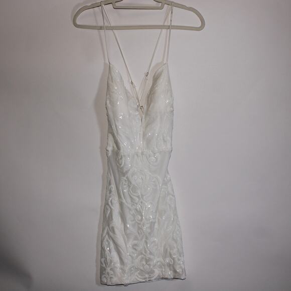 Windsor White Sequined Mini Dress With A Racerback Design - Picture 1 of 5